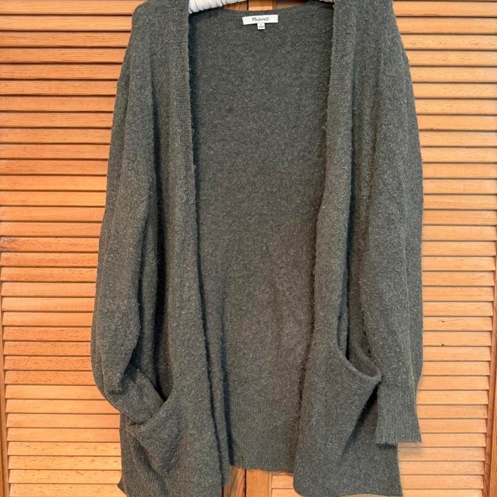 Madewell Charcoal Open-Front Pocket Cardigan